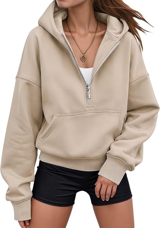 Quarter zip athletic pullover for training, walking, and outdoor workouts