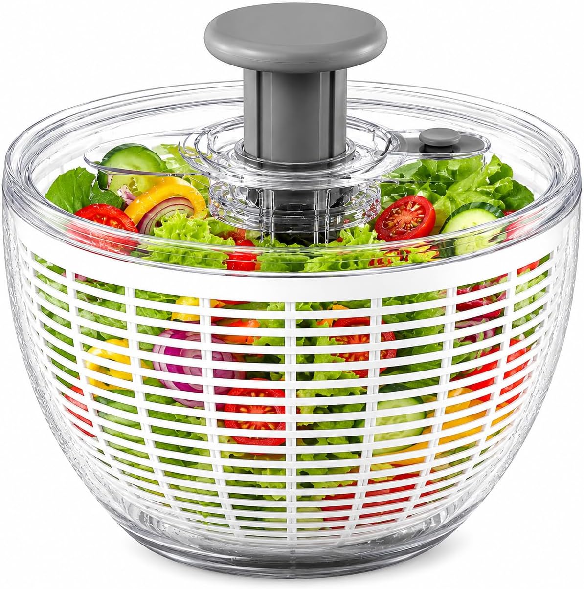Salad spinner for washing and drying greens and vegetables